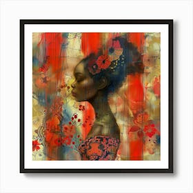 Woman With Flowers Art Print