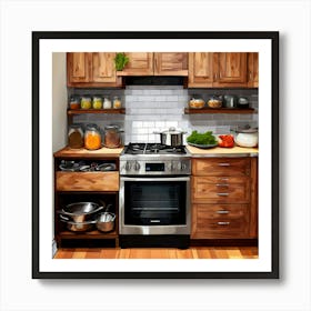 Cookware Utensils Stove Oven Microwave Blender Toaster Refrigerator Sink Pantry Cabinets (3) Art Print