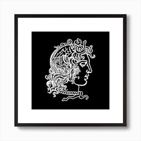 Medusa Head Black Art Print