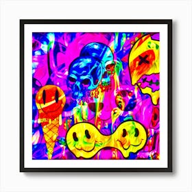 Psychedelic Skulls Art Print