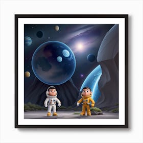 Two Astronauts In Space Poster