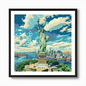 A Statue Of Liberty In New York Lofi Illustratio 1719922656 3 Art Print