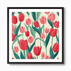 Seamless Tulip Pattern Art Print