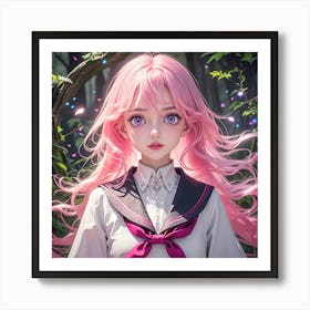 Pink Haired Girl Art Print