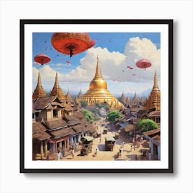 Myanmar City 1 Art Print