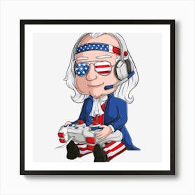 Trending Benjamin Ben Franklin Gamer 4th Of July Usa Art Print