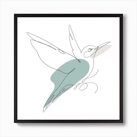 Hummingbird One Line Art Art Print
