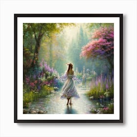 Girl In A Garden 2 Art Print