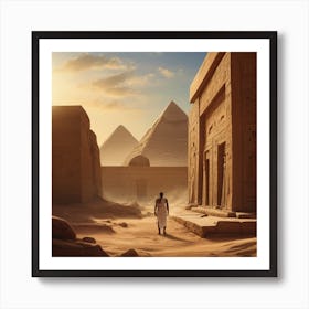 Ancient Egyptian Landscape With One Man 0 Art Print