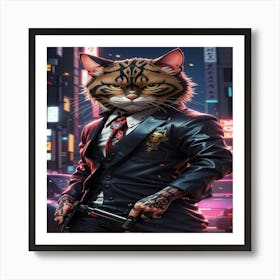 Cat In A Suit Art Print