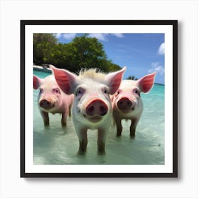 Pigs On The Beach Art Print