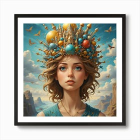 Crowned by Cosmos: A Fantasy Realm Poster