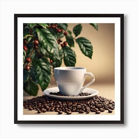 Coffee Cup With Coffee Beans 15 Art Print