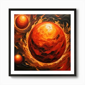 Abstract art-oil paint fire Art Print