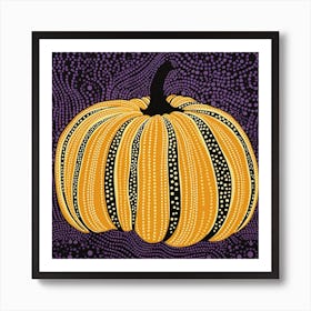 Yayoi Kusama Inspired Pumpkin Purple And Yellow 3 Art Print