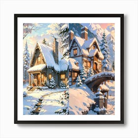 Winter Village Art Print