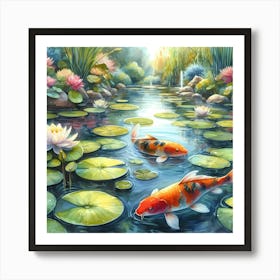 Koi Fish In The Pond 1 Art Print