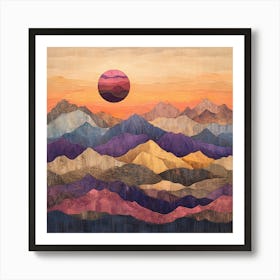 Sunset Over Mountains Art Print