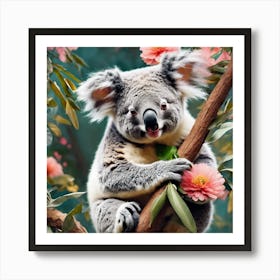 Koala Bear With Flowers Art Print