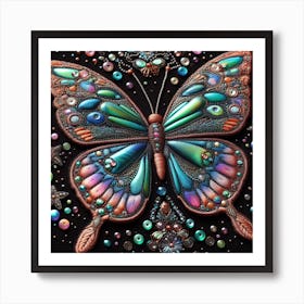 Butterfly embroidered with beads 3 Art Print