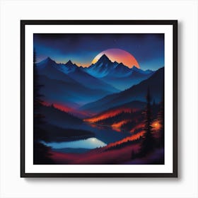 Moonlight In The Mountains Art Print