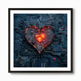 Heart On A Circuit Board 1 Art Print