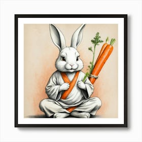 Rabbit Holding Carrots 3 Art Print