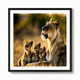 Lions And Cubs Art Print