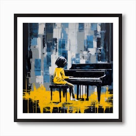 Girl Playing Piano Art Print