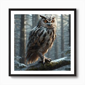 Owl In The Woods 44 Art Print