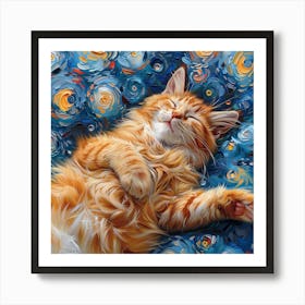 Starry Night Cat Poster