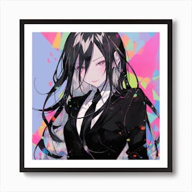 Anime Girl With Long Black Hair Art Print