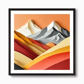 Firefly An Illustration Of A Beautiful Majestic Cinematic Tranquil Mountain Landscape In Neutral Col (57) Art Print