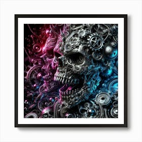 Skull And Gears Art Print