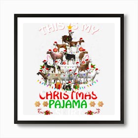 This Is My Christmas Pajama Shirt Goats Tree Funny Holiday Art Print