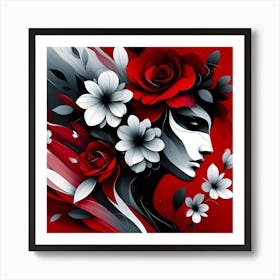 Woman With Roses Art Print