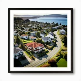 Community City Road Aerial Street Town Suburbia Puget Sound Commute Architecture Car Dron (3) Art Print