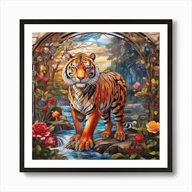 Tiger In The Garden Art Print