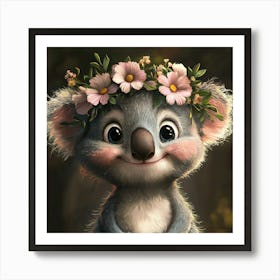 Koala With Flowers 2 Poster