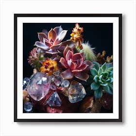 Succulents And Crystals 4 Art Print