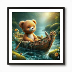 Teddy Bear In A Boat 3 Art Print