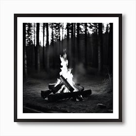 Campfire In The Woods 12 Art Print