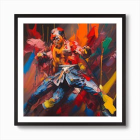 Olpntng Style Samurais Fighting One Another Bloodied And Bruised With Ground On Alightfiery Abs 818265913 Art Print