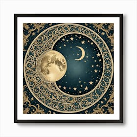 Moon And Stars 6 Art Print