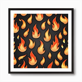 Fire Flames On Black Background 3 Art Print