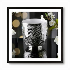 Black And White Flower Vase Art Print