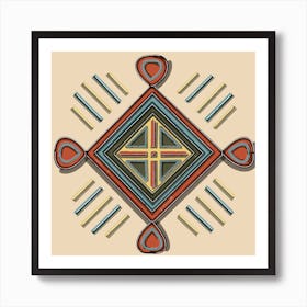 Abstract Egyptian Motif Design inspired by the Nubian Culture With Beige Background  Art Print