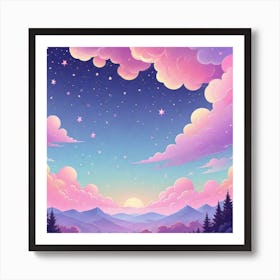 Sky With Twinkling Stars In Pastel Colors Square Composition 275 Art Print