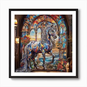 Stained Glass Horse 1 Art Print