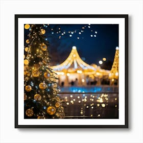 A Night Scene Lit With Magical Sparkling Decorations And Luxurious Shimmering Lights Glowing In A (4) Art Print